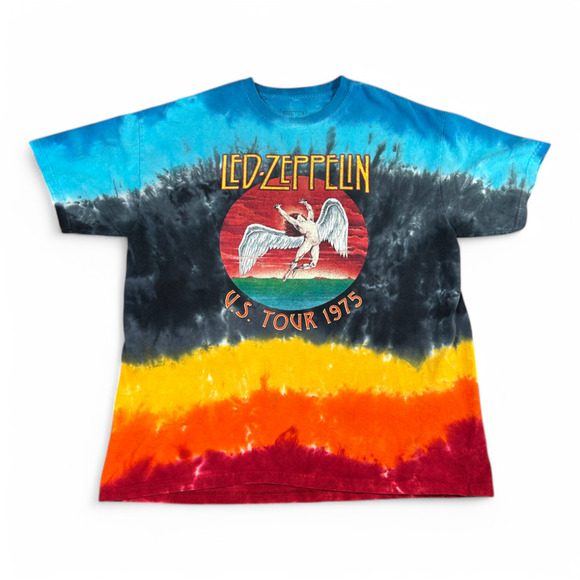 Led Zeppelin Shirt Adult EXTRA LARGE Blue Tie Dye Band Tee Swan Song Reprint - Picture 1 of 7